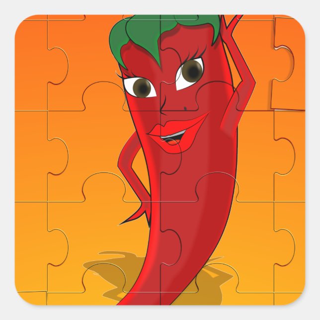 Red Pepper Diva Jigsaw Puzzle Square Sticker (Front)
