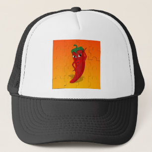 Red Pepper Diva Jigsaw Puzzle Trucker Hat