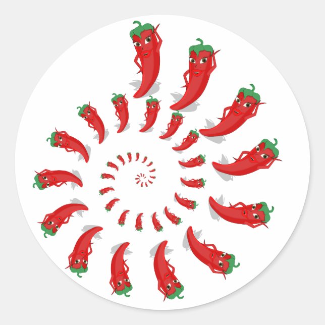 Red Pepper Diva Spiral Classic Round Sticker (Front)