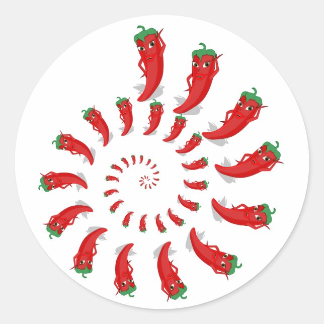 Red Pepper Diva Spiral Classic Round Sticker (Front)