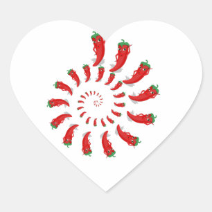 Red Pepper Diva Spiral Heart Sticker
