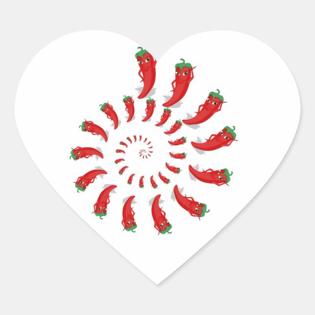 Red Pepper Diva Spiral Heart Sticker (Front)