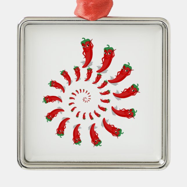 Red Pepper Diva Spiral Metal Tree Decoration (Front)