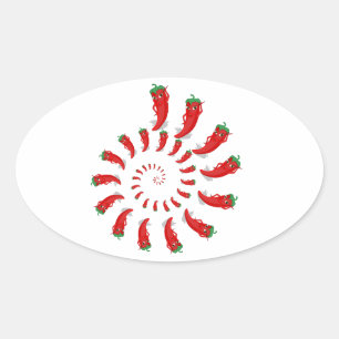 Red Pepper Diva Spiral Oval Sticker