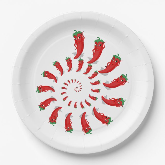 Red Pepper Diva Spiral Paper Plate (Front)