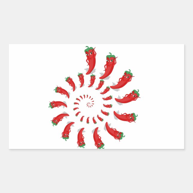 Red Pepper Diva Spiral Rectangular Sticker (Front)