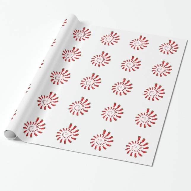 Red Pepper Diva Spiral Wrapping Paper (Unrolled)