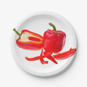 Red pepper paper plate