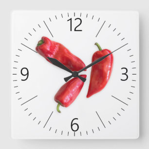 Red pepper square wall clock