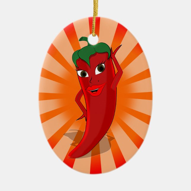 Red Pepper Superstar Ceramic Tree Decoration (Front)