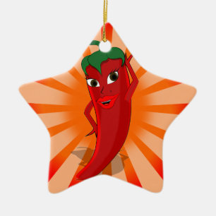 Red Pepper Superstar Ceramic Tree Decoration