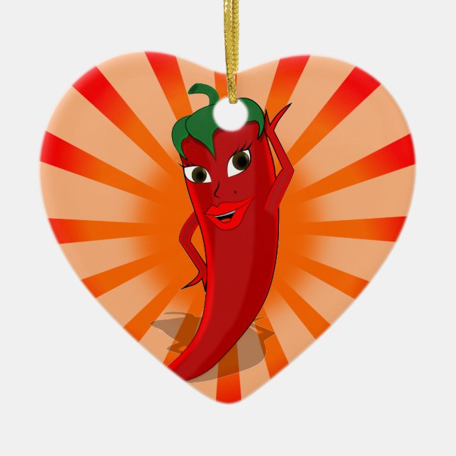 Red Pepper Superstar Ceramic Tree Decoration (Front)