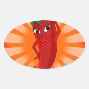 Red Pepper Superstar Oval Sticker