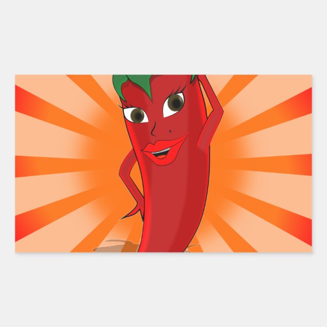 Red Pepper Superstar Rectangular Sticker (Front)