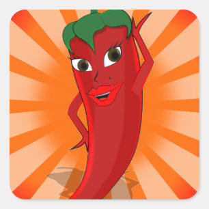 Red Pepper Superstar Square Sticker