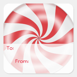 Red Peppermint Candy Gift Tags