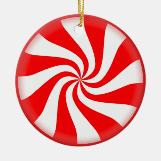 Red Peppermint Candy Ornament (Front)