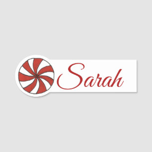 Red Peppermint Starlight Mint Candy Cane Christmas Name Tag