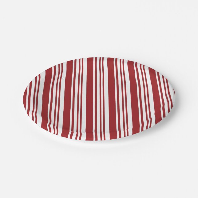 Red Peppermint Stripe Paper Plate (Angled)