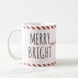 Red Peppermint Stripes Merry & Bright Christmas Coffee Mug