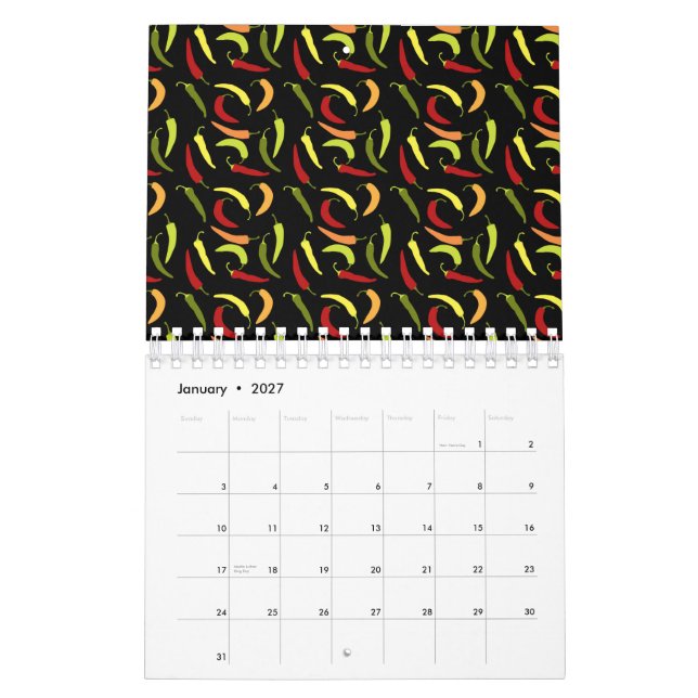 Red Peppers Cinco de Mayo Mexican Hot Spicy Food Calendar (Jan 2027)