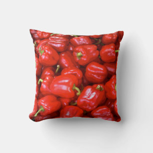 Red Peppers in Posterised Pattern Cushion