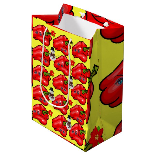 Red Peppers, Snowman Christmas Gift Bags (Front Angled)