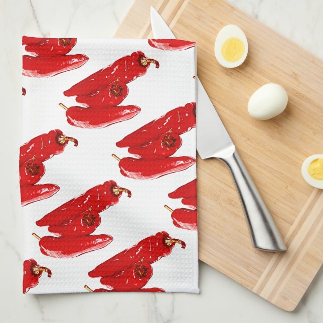 red peppers tea towel (Quarter Fold)