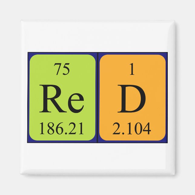 Red periodic table name magnet (Front)