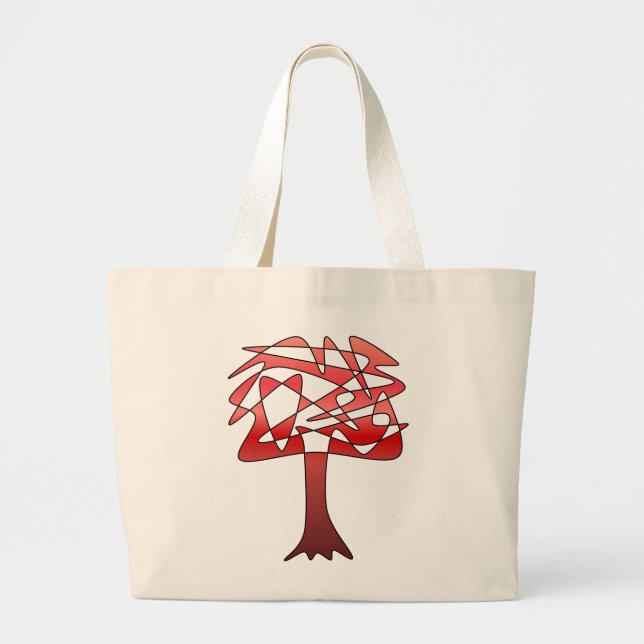 Red Perpetual Passion Tree Art Large Tote Bag (Front)