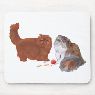 Red Persian and Calico Persian w/Ornament Mouse Mat