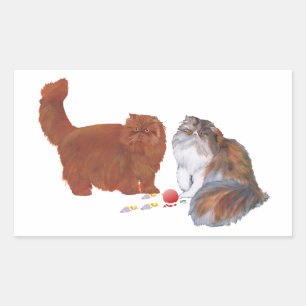 Red Persian and Calico Persian w/Ornament Rectangular Sticker