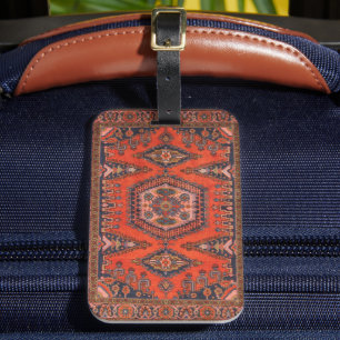 Red Persian Antique Asian Oriental Vintage Turkish Luggage Tag