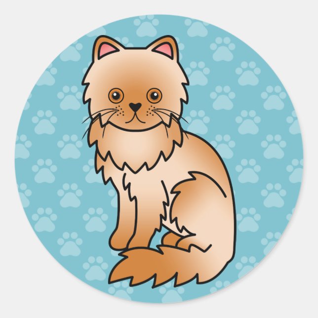 Red Persian Cat Classic Round Sticker (Front)
