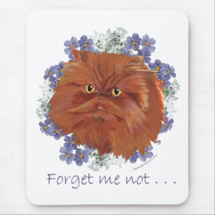 Red Persian Cat Forget Me Not Mouse Mat
