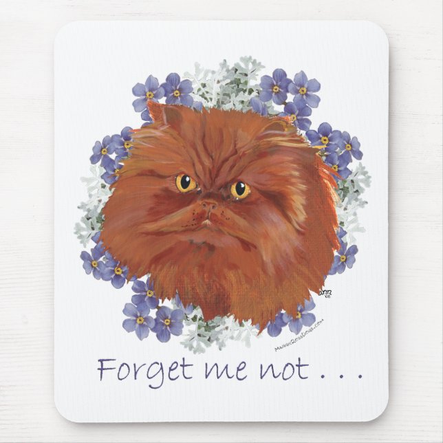 Red Persian Cat Forget Me Not Mouse Mat (Front)