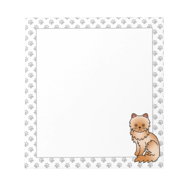 Red Persian Cute Cartoon Cat Illustration Notepad (Front)