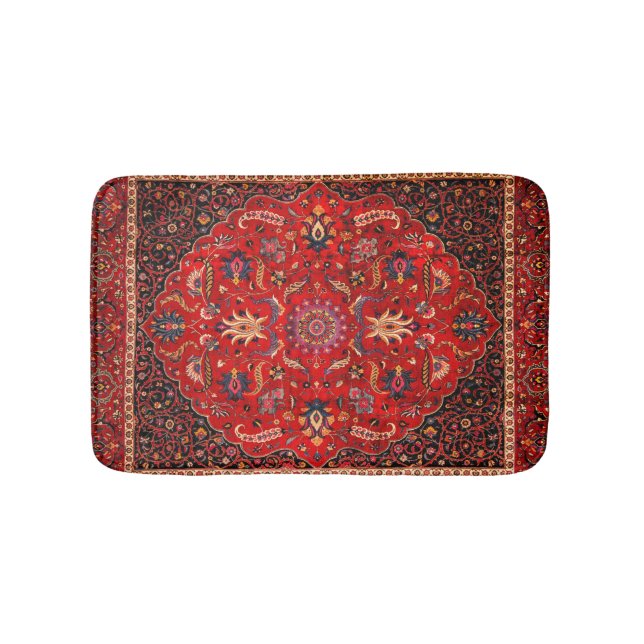 Red Persian Rug from Mashhad Bath Mat (Front)