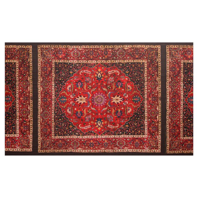 Red Persian Rug from Mashhad Fabric (Yard)