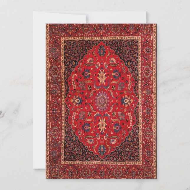 Red Persian Rug from Mashhad Flat Holiday Card (Front)