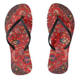 Red Persian Rug from Mashhad Flip Flops