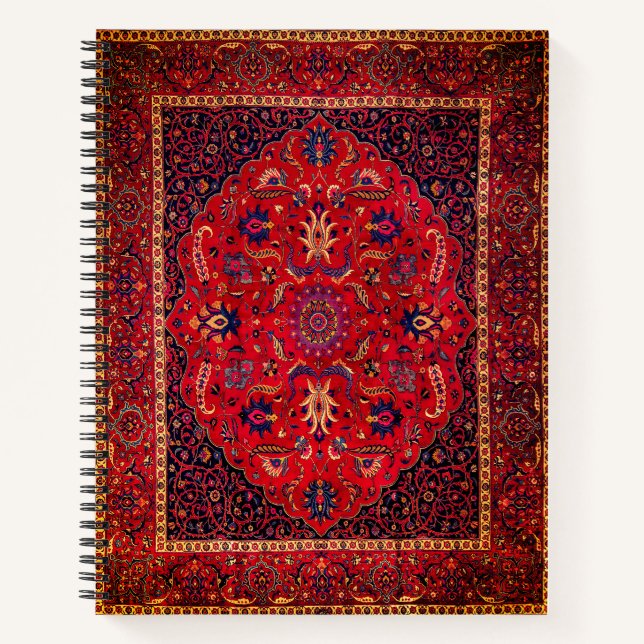 Red Persian Rug from Mashhad  Notebook (Front)
