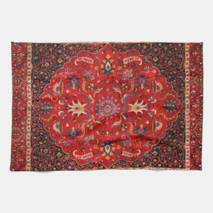 Red Persian Rug Tea Towel