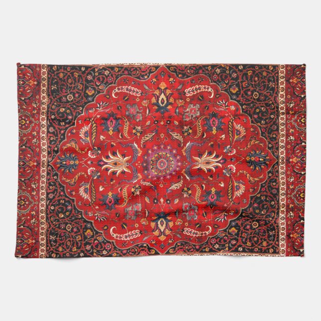 Red Persian Rug Tea Towel (Horizontal)
