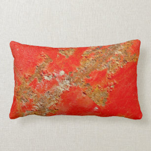 Red personalised antique car, rusted metal  pillow