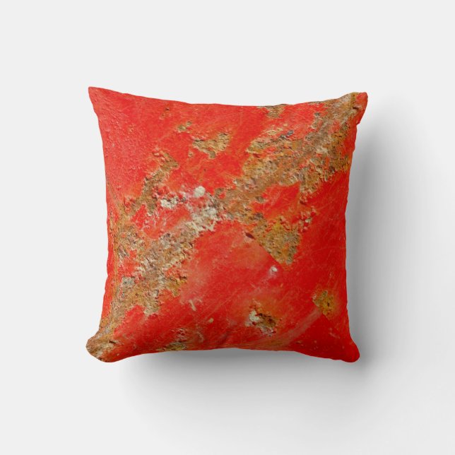 Red personalised antique car, rusted metal  pillow (Front)