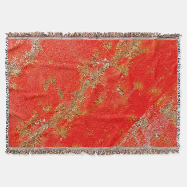 Red personalised antique car, rusted metal throw blanket (Front)