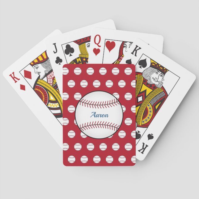 Red Personalised Baseball Classic Playing Cards (Back)