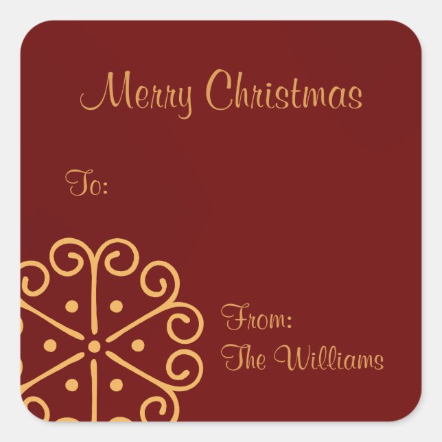 Red Personalised Christmas Gift Tag Stickers (Front)
