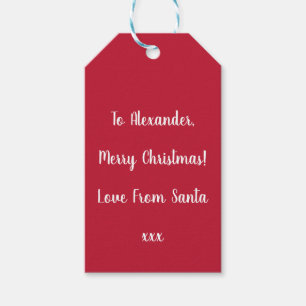 Red Personalised Christmas Love From Santa Gift Tags